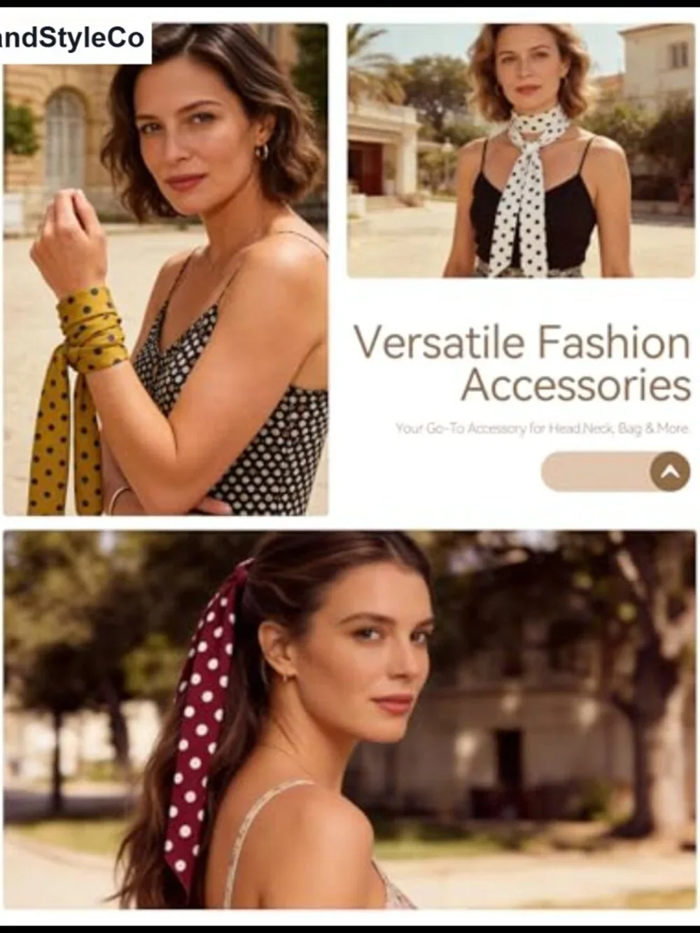 Skinny Silk-Like Scarf for Hair, Neck, Belt & Purse Gift Set